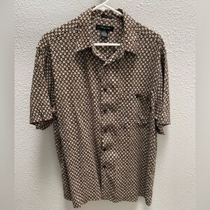 J. Ferrar - Men’s Black & Tan Button Down Shirt - Size L - EUC